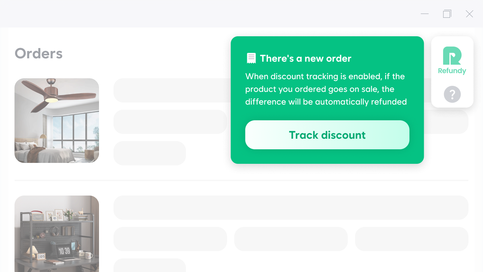 Discount refund page example